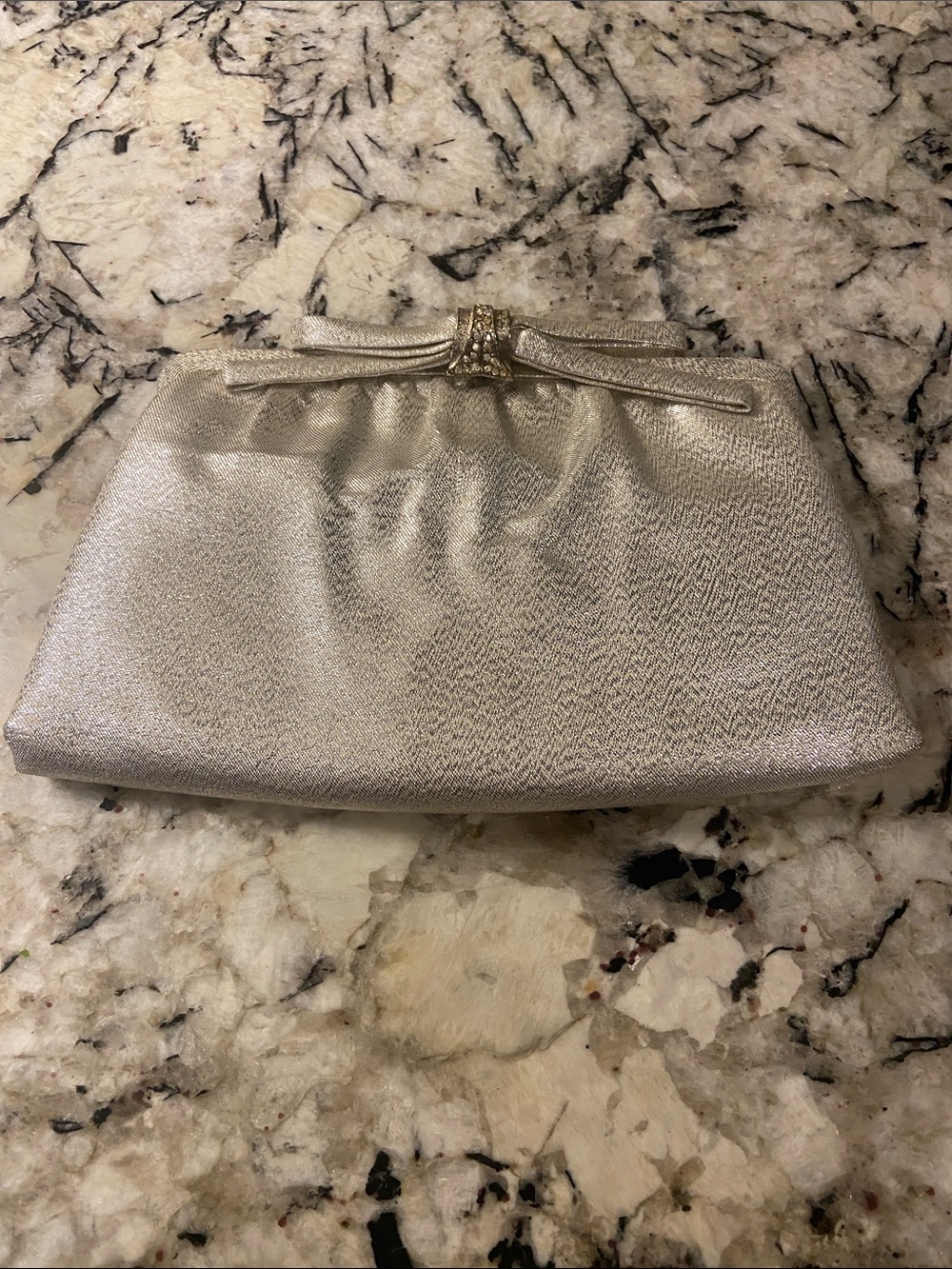 Vintage 1960s After Five Silver Metallic Lamé Clutch Purse Set‎ WITH Coin Purse